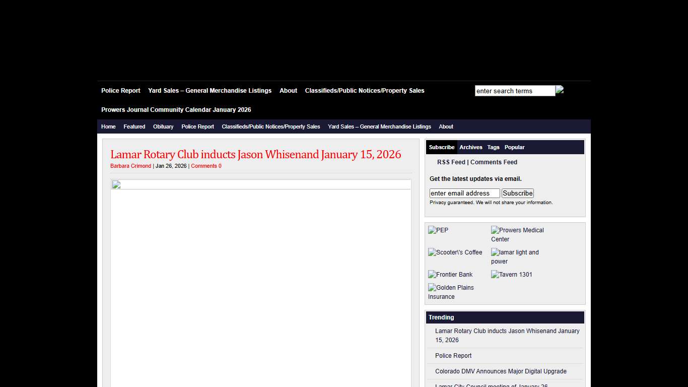 Lamar Rotary Club inducts Jason Whisenand January 15, 2026 : The Prowers Journal